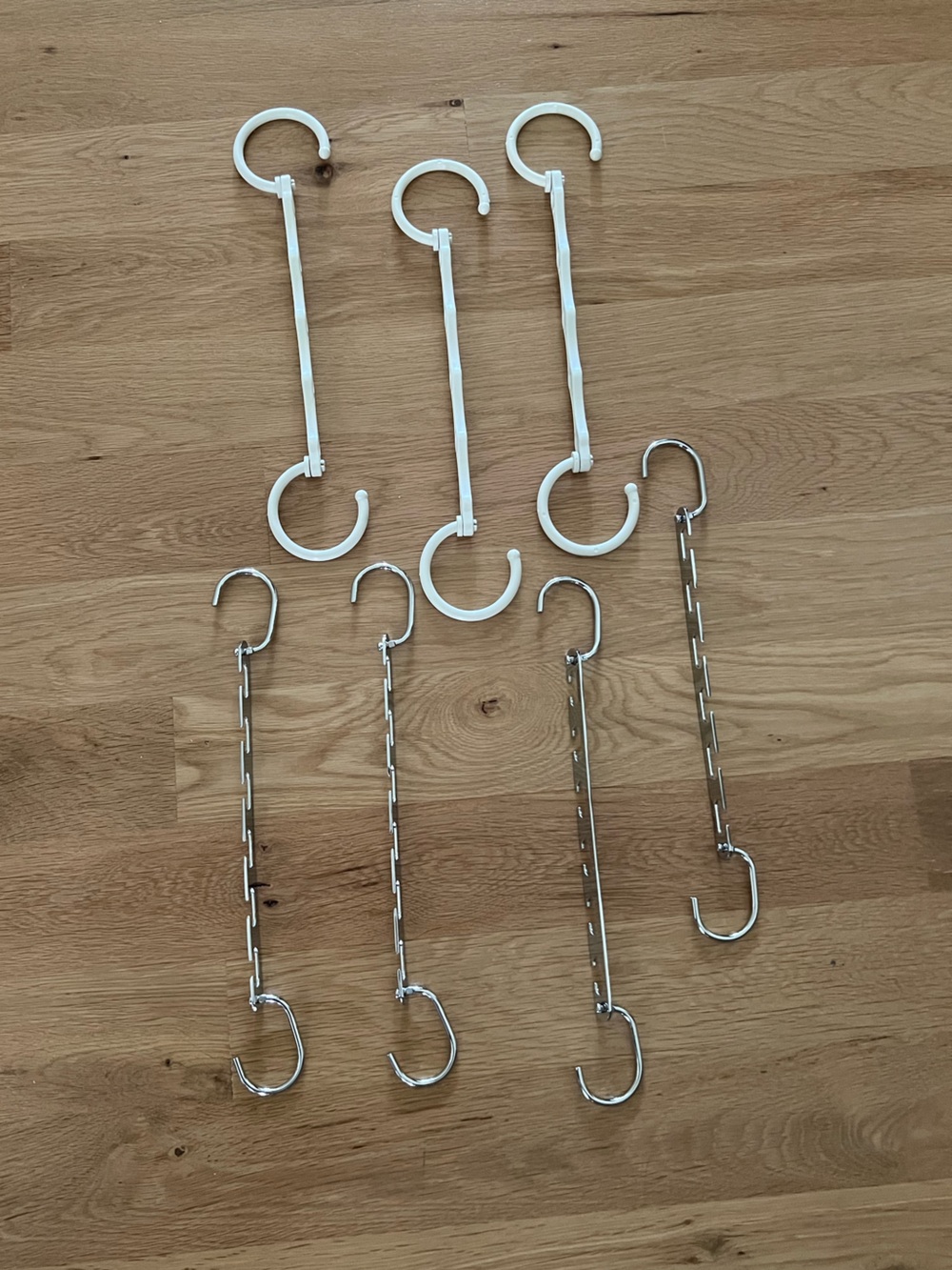 Set of 7 Closet Space Saving Hanging Hooks in 4 Metal and 3 Plastic
